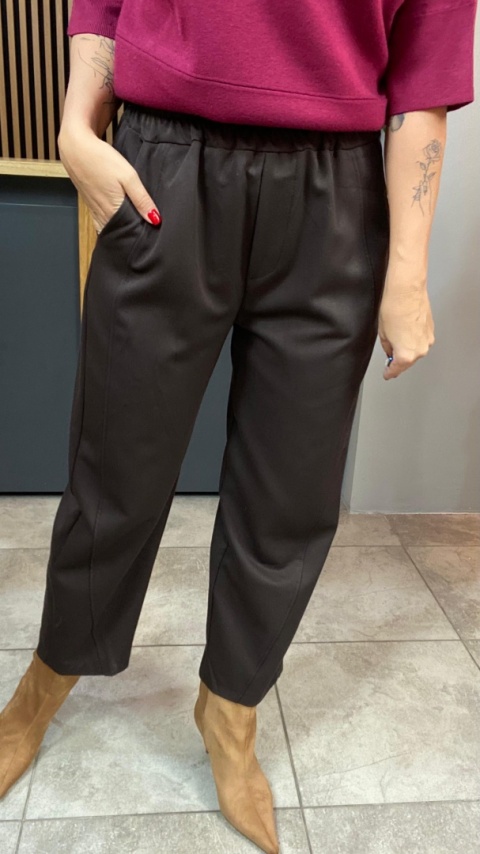 Spodnie z gumką w pasie - Brąz