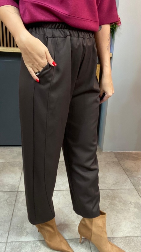 Spodnie z gumką w pasie - Brąz