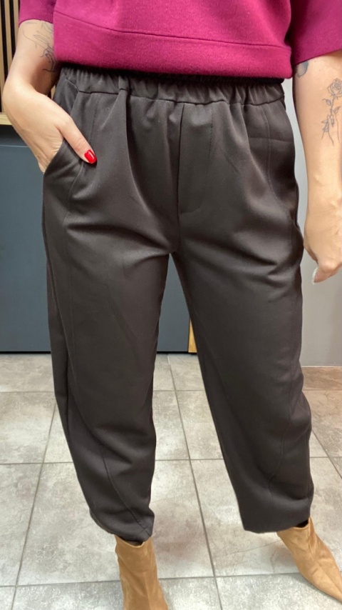 Spodnie z gumką w pasie - Brąz