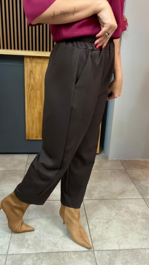 Spodnie z gumką w pasie - Brąz