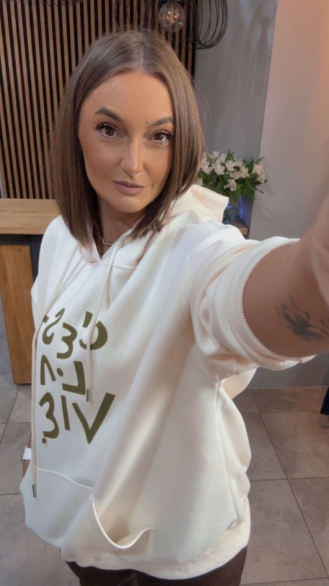 Bluza „Oversize Hoodie Ecru - Good Vibes"