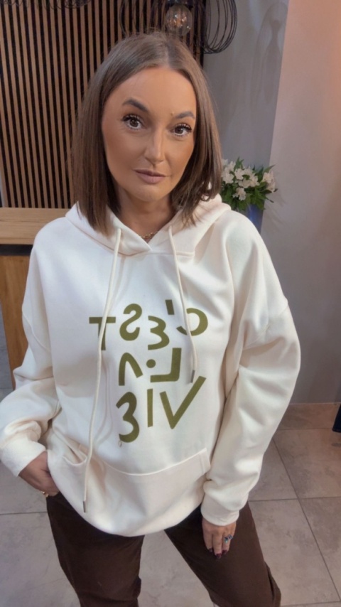 Bluza „Oversize Hoodie Ecru - Good Vibes"