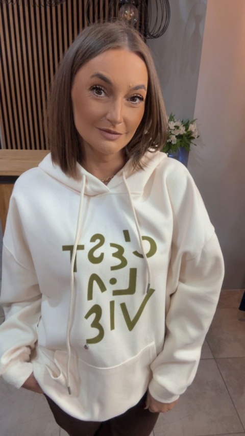 Bluza „Oversize Hoodie Ecru - Good Vibes"
