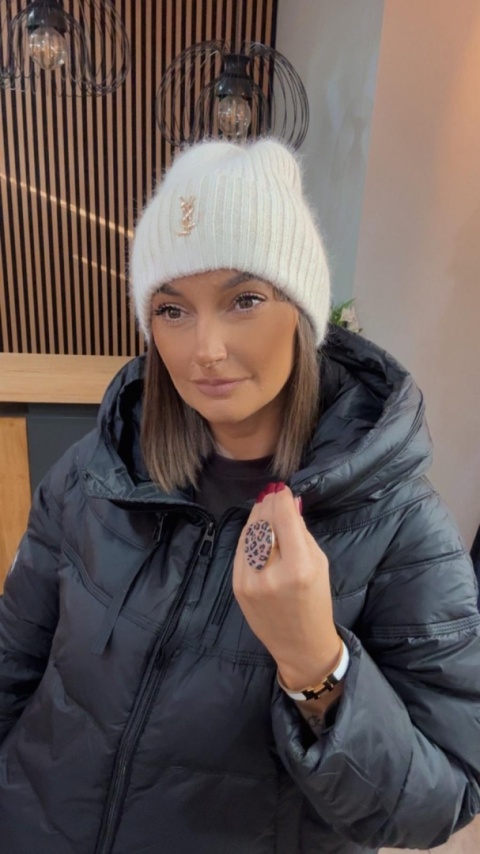 Czapka zimowa YSL - angora - Śmietanka