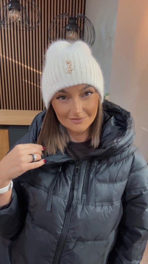 Czapka zimowa YSL - angora - Śmietanka