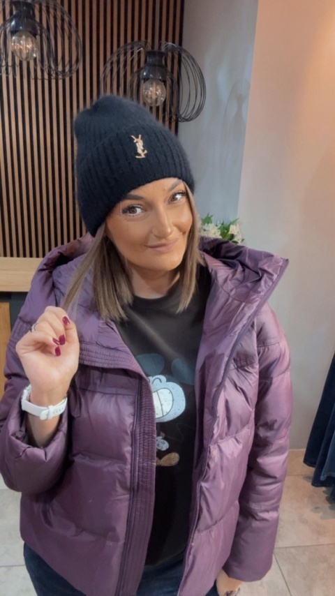 Czapka zimowa YSL - angora - Czarna