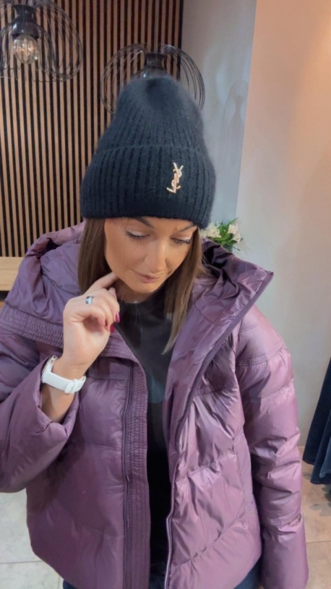 Czapka zimowa YSL - angora - Czarna