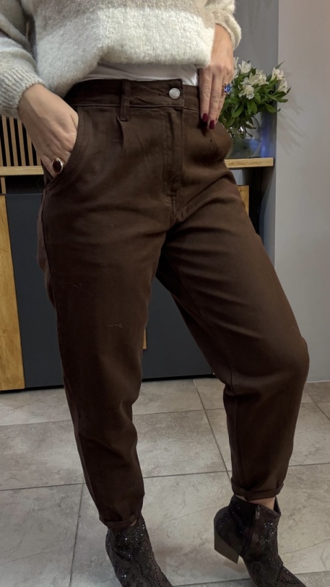 Jeansy Balloon AD'ORO - brązowe