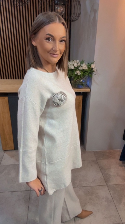 Komplet E-Woman Fashion - Śmietanka