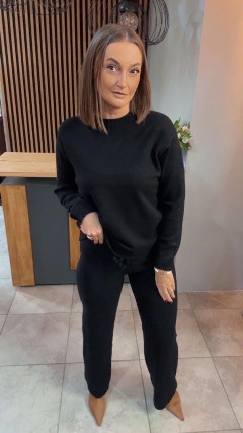 Komplet dzianinowy Melody - Czarny