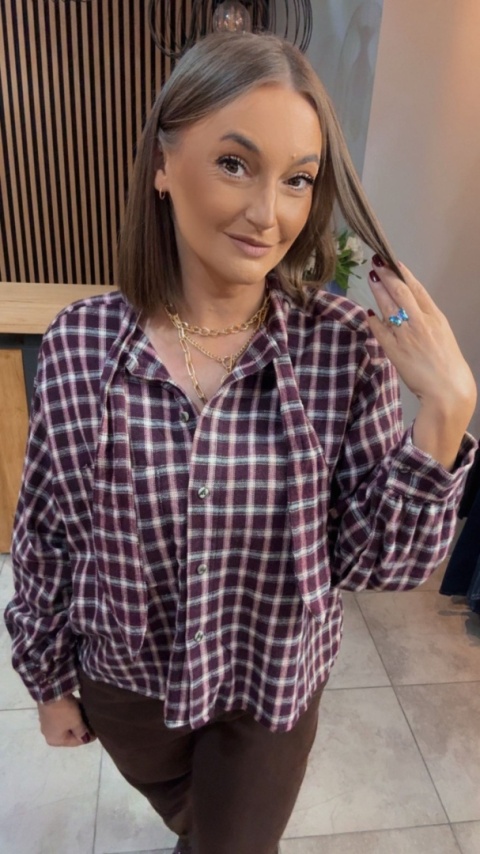 Koszula Gioya w kratę - Bordo