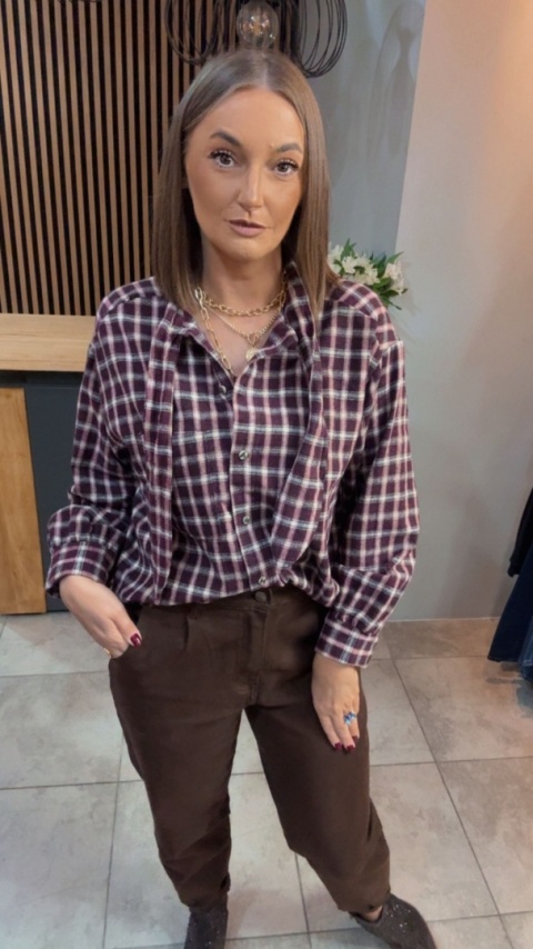 Koszula Gioya w kratę - Bordo