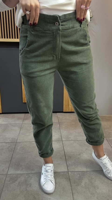 Spodnie sztruksowe Wiya - KHAKY