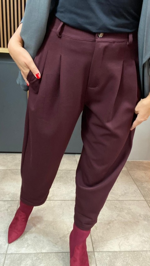 Spodnie z zakładkami - Burgund
