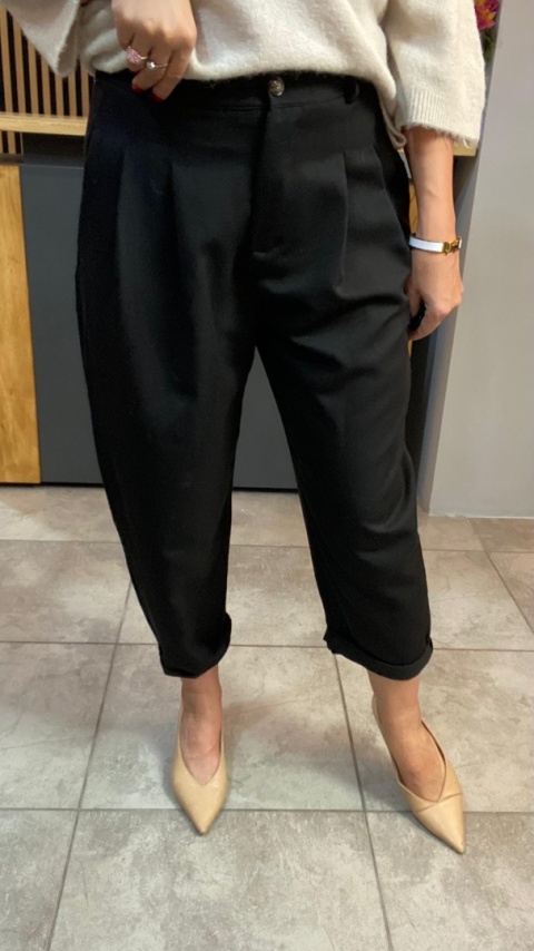 Spodnie z zakładkami - Czarne