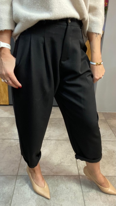 Spodnie z zakładkami - Czarne