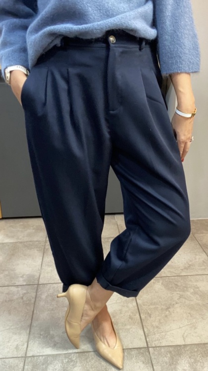 Spodnie z zakładkami - Granat