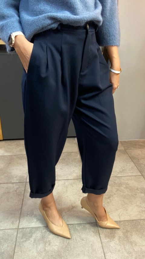 Spodnie z zakładkami - Granat