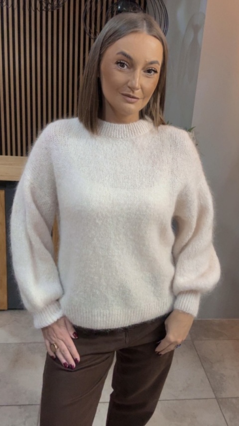 Sweter CXL Collection z moherem - Jasny Beż