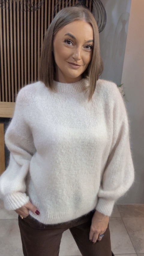 Sweter CXL Collection z moherem - Jasny Beż