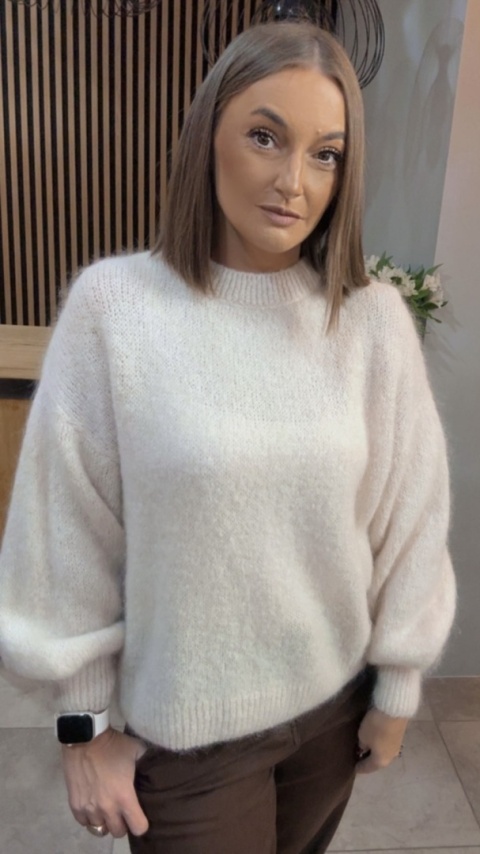 Sweter CXL Collection z moherem - Jasny Beż