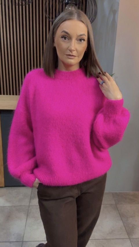 Sweter CXL Collection z moherem – Fuksja