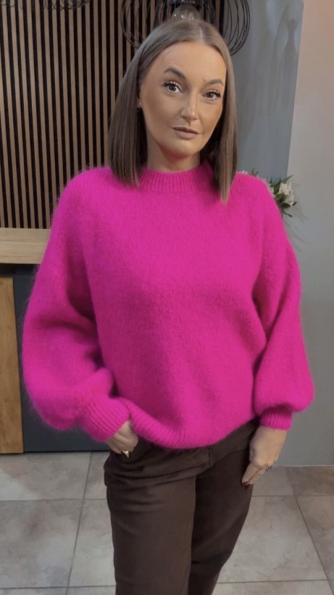 Sweter CXL Collection z moherem – Fuksja