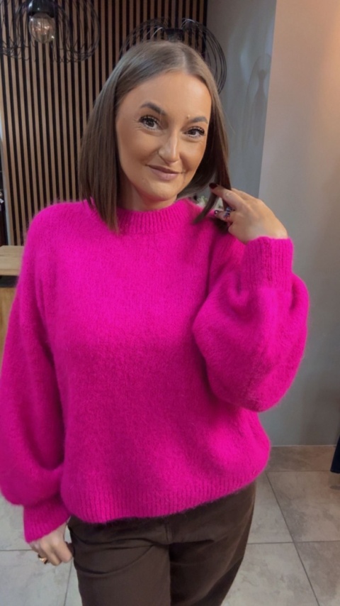 Sweter CXL Collection z moherem – Fuksja