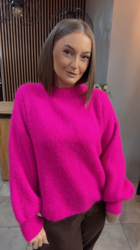 Sweter CXL Collection z moherem – Fuksja