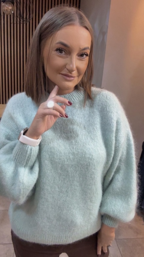 Sweter CXL Collection z moherem – Mięta