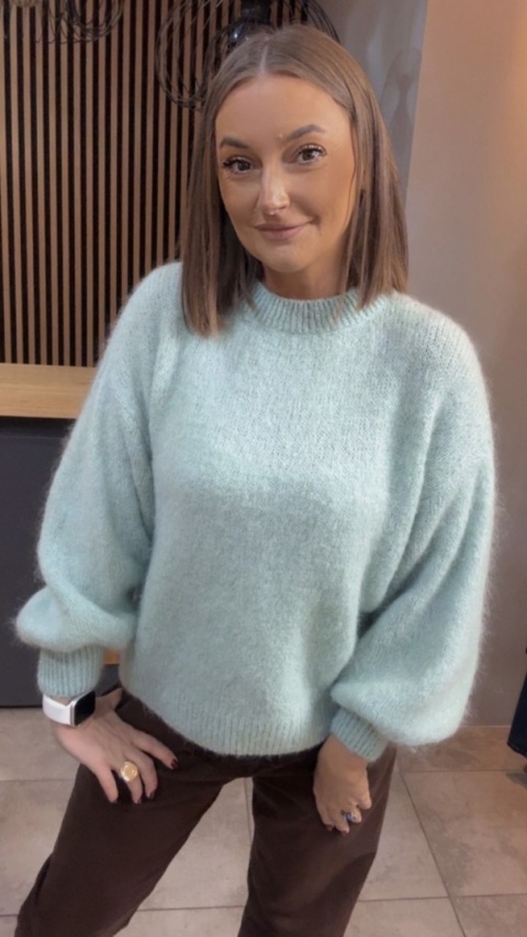 Sweter CXL Collection z moherem – Mięta