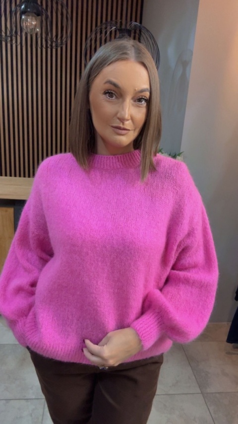 Sweter CXL Collection z moherem – Różowy