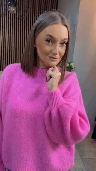 Sweter CXL Collection z moherem – Różowy