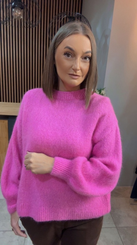 Sweter CXL Collection z moherem – Różowy