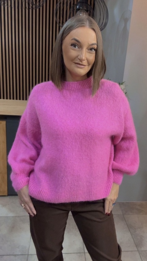 Sweter CXL Collection z moherem – Różowy