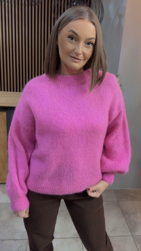 Sweter CXL Collection z moherem – Różowy