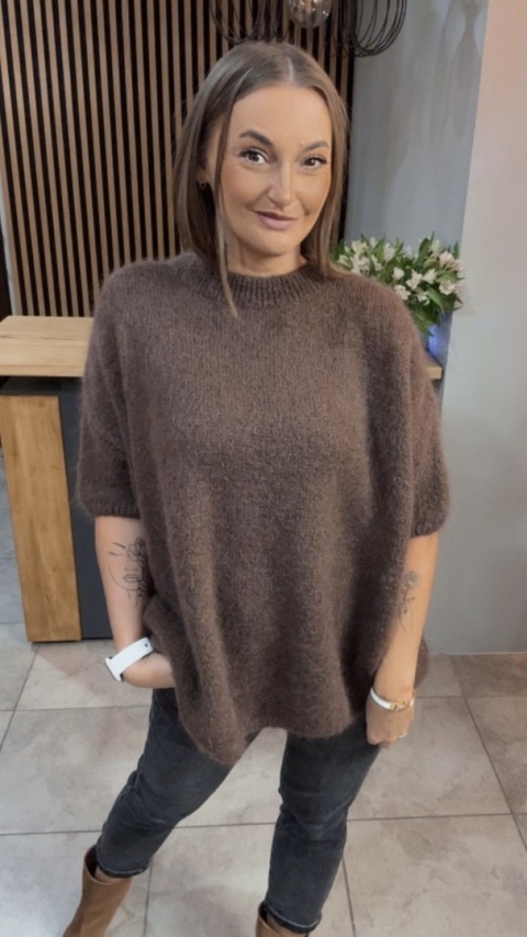 Sweter CXL - miękki i stylowy - Brąz