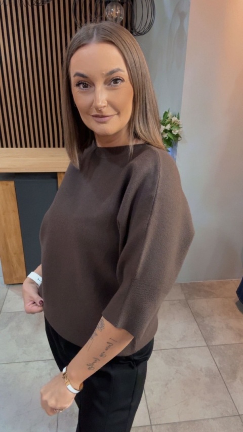 Sweter E-Woman Fashion - Brąz