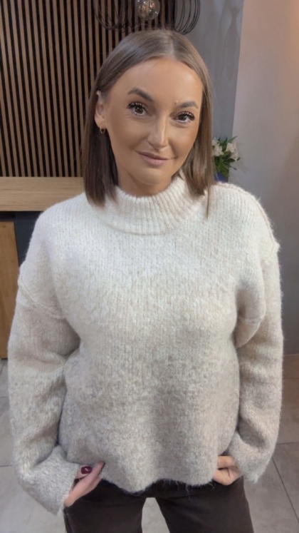 Sweter damski Vinceotto z domieszką wełny - Beżowy