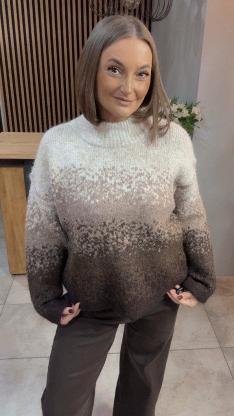 Sweter damski Vinceotto z domieszką wełny - Brąz