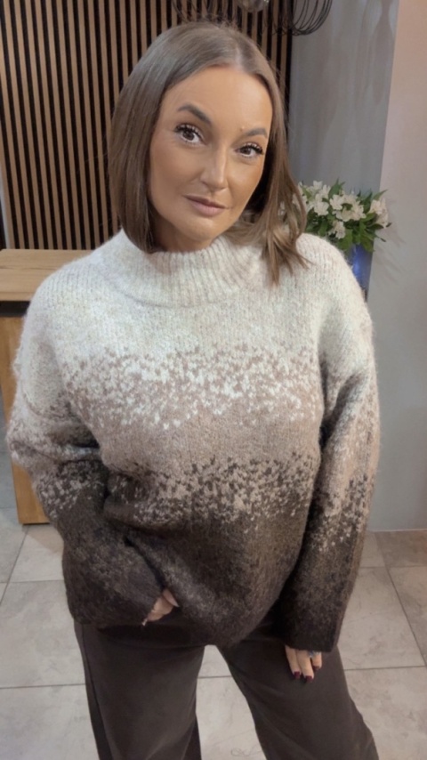 Sweter damski Vinceotto z domieszką wełny - Brąz