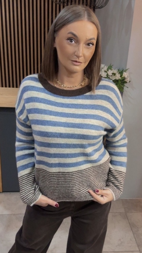 Sweter w paski Made in Italy - Niebieski