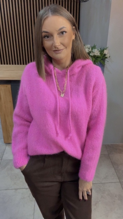Sweter z kapturem CXL Collection - Fuksja