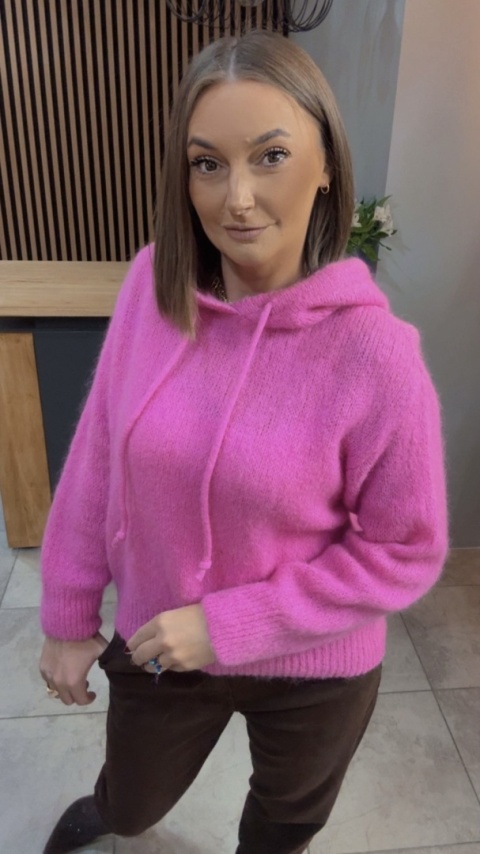 Sweter z kapturem CXL Collection - Fuksja
