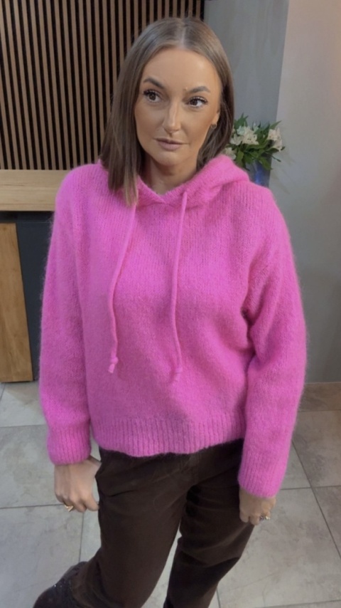 Sweter z kapturem CXL Collection - Fuksja