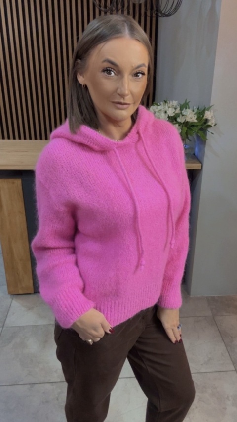 Sweter z kapturem CXL Collection - Fuksja