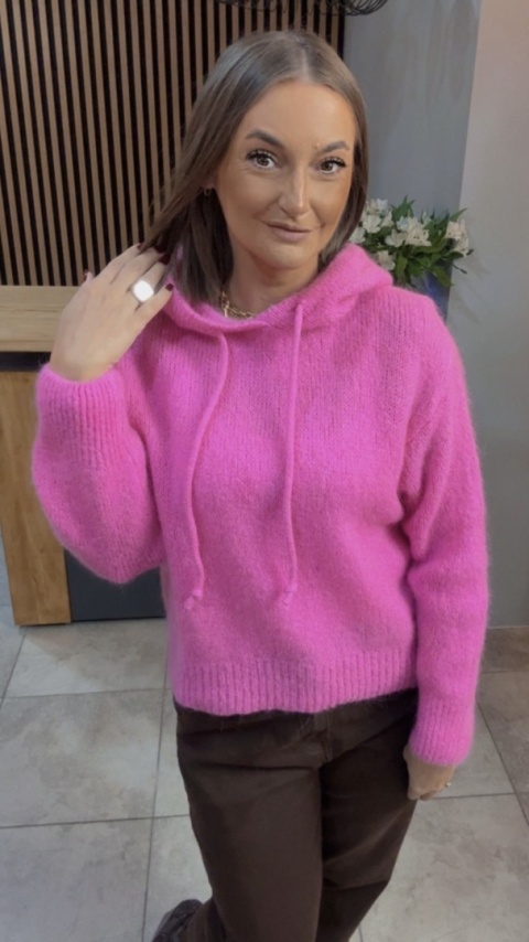 Sweter z kapturem CXL Collection - Fuksja