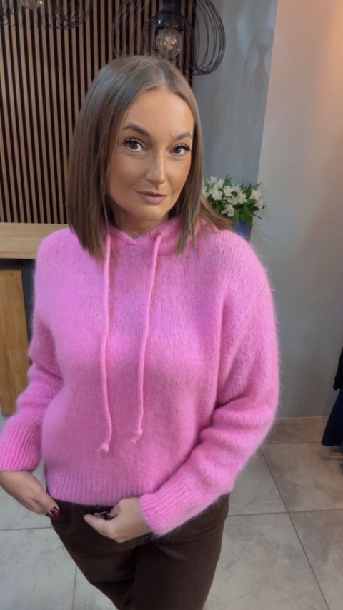 Sweter z kapturem CXL Collection - Różowy