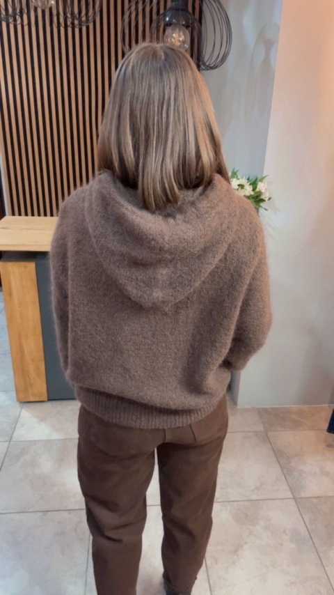 Sweter z kapturem CXL Collection - Czekolada