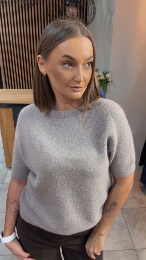 Sweter z krótkim rękawem z baby alpaki - Jasne Fango